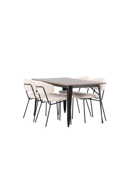 Matgrupp Tempe med Chico matstolar, 140 × 80 cm