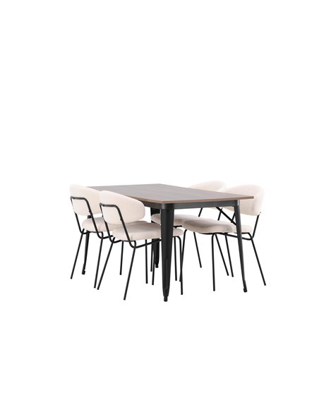 Matgrupp Tempe med Chico matstolar, 140 × 80 cm