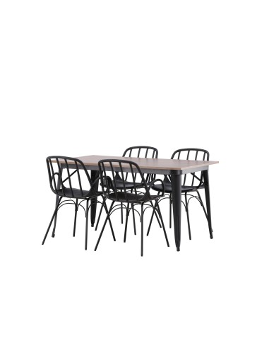 Matgrupp Tempe med Dyrön matstolar, 140 × 80 cm