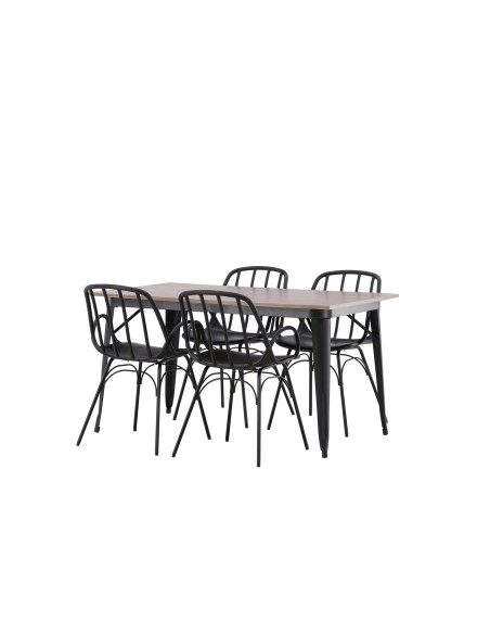 Matgrupp Tempe med Dyrön matstolar, 140 × 80 cm