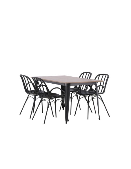 Matgrupp Tempe med Dyrön matstolar, 140 × 80 cm