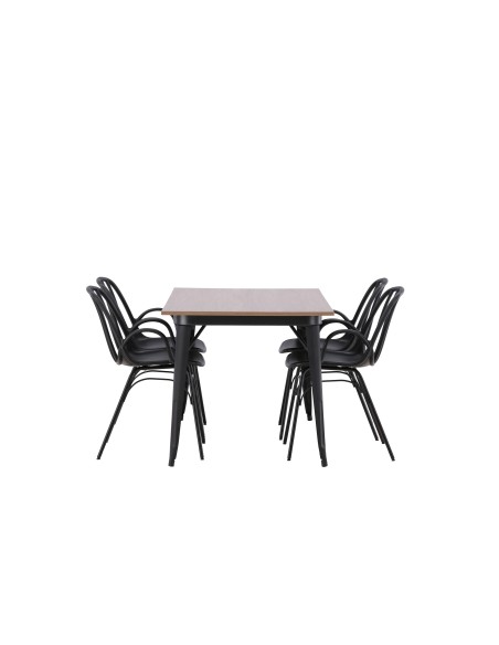 Matgrupp Tempe med Dyrön matstolar, 140 × 80 cm