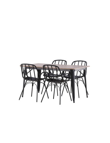 Matgrupp Tempe med Dyrön matstolar, 140 × 80 cm