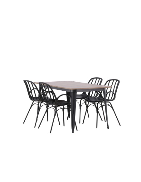 Matgrupp Tempe med Dyrön matstolar, 140 × 80 cm
