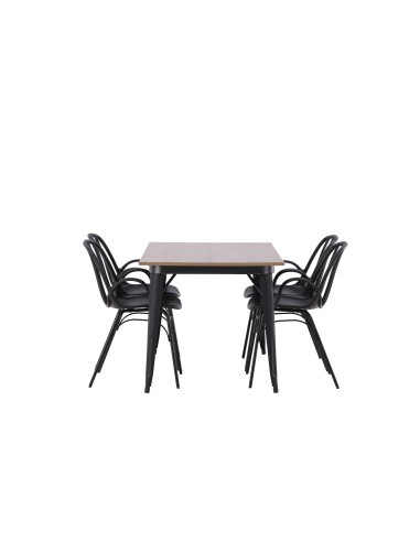 Matgrupp Tempe med Dyrön matstolar, 140 × 80 cm