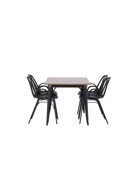 Matgrupp Tempe med Dyrön matstolar, 140 × 80 cm