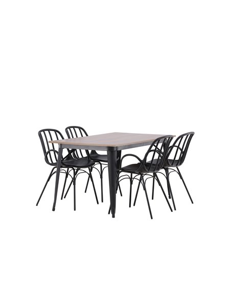 Matgrupp Tempe med Dyrön matstolar, 140 × 80 cm