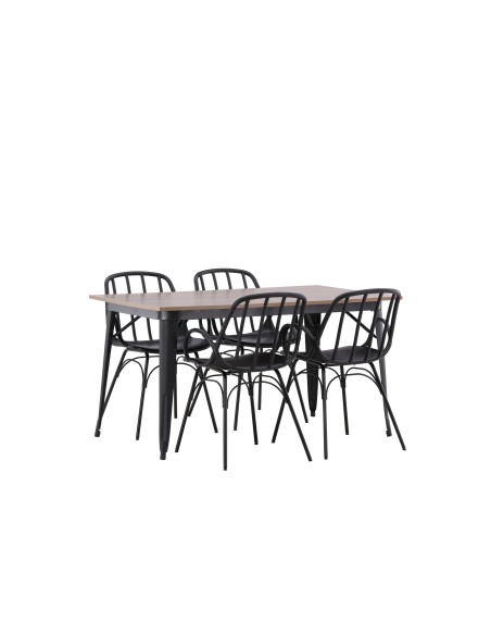 Matgrupp Tempe med Dyrön matstolar, 140 × 80 cm
