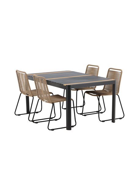 Matgrupp Togo med Lindos matstolar, 150 × 90 cm
