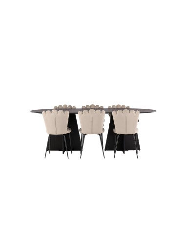 Matgrupp Bootcut med Limhamn matstolar, 230 × 115 cm
