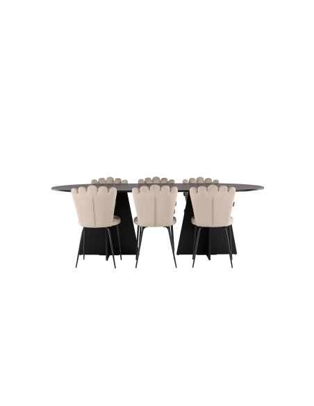 Matgrupp Bootcut med Limhamn matstolar, 230 × 115 cm