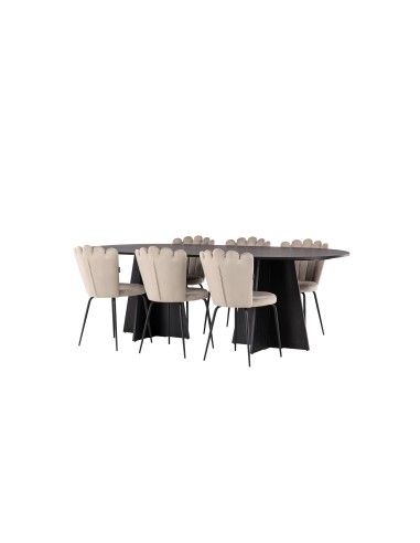 Matgrupp Bootcut med Limhamn matstolar, 230 × 115 cm