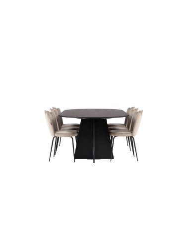 Matgrupp Bootcut med Limhamn matstolar, 230 × 115 cm