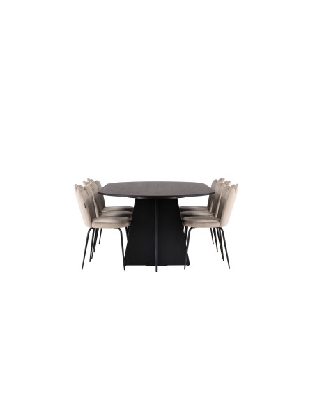 Matgrupp Bootcut med Limhamn matstolar, 230 × 115 cm