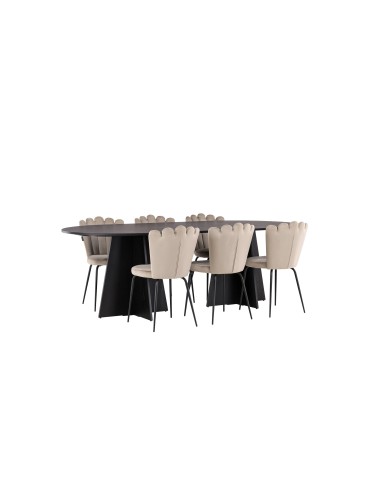 Matgrupp Bootcut med Limhamn matstolar, 230 × 115 cm