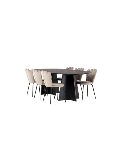 Matgrupp Bootcut med Limhamn matstolar, 230 × 115 cm
