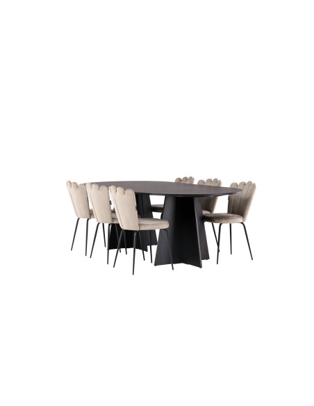 Matgrupp Bootcut med Limhamn matstolar, 230 × 115 cm