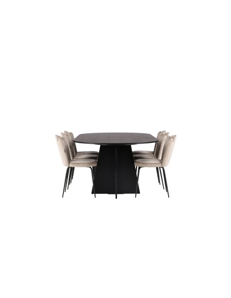 Matgrupp Bootcut med Limhamn matstolar, 230 × 115 cm