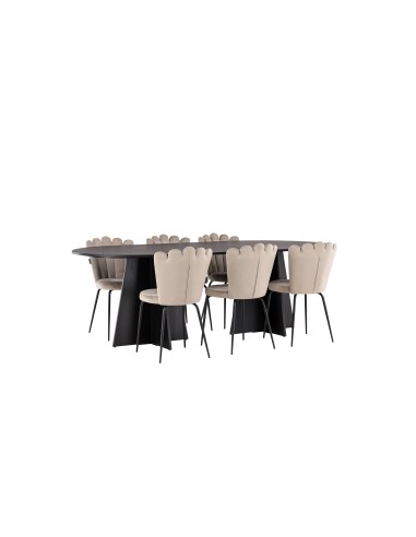 Matgrupp Bootcut med Limhamn matstolar, 230 × 115 cm