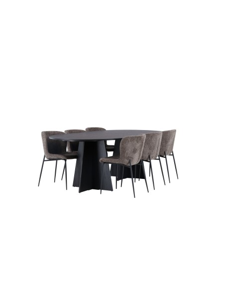 Matgrupp Bootcut med Modesto matstolar, 230 × 115 cm