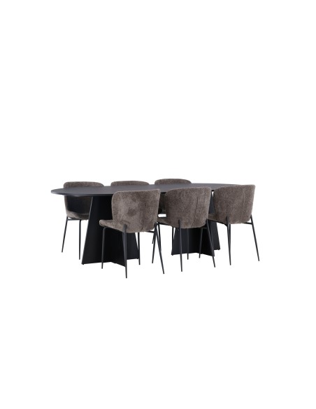 Matgrupp Bootcut med Modesto matstolar, 230 × 115 cm