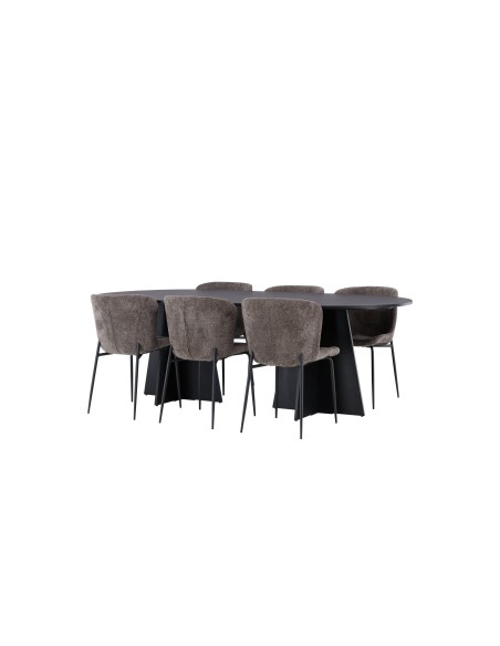Matgrupp Bootcut med Modesto matstolar, 230 × 115 cm