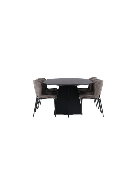 Matgrupp Bootcut med Modesto matstolar, 230 × 115 cm