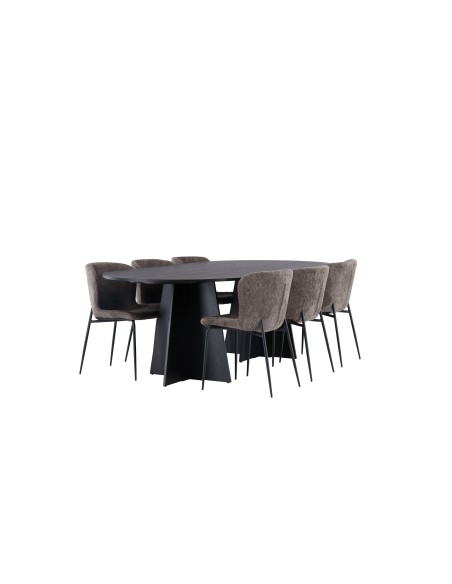 Matgrupp Bootcut med Modesto matstolar, 230 × 115 cm