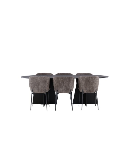 Matgrupp Bootcut med Modesto matstolar, 230 × 115 cm