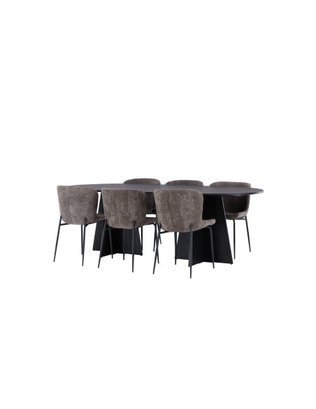 Matgrupp Bootcut med Modesto matstolar, 230 × 115 cm
