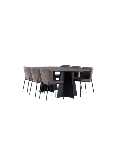 Matgrupp Bootcut med Modesto matstolar, 230 × 115 cm