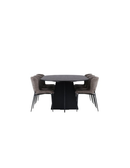 Matgrupp Bootcut med Modesto matstolar, 230 × 115 cm