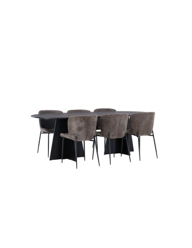Matgrupp Bootcut med Modesto matstolar, 230 × 115 cm