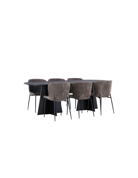 Matgrupp Bootcut med Modesto matstolar, 230 × 115 cm