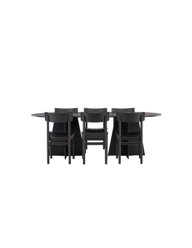 Matgrupp Bootcut med Montros matstolar, 230 × 115 cm