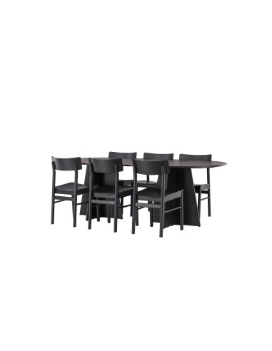 Matgrupp Bootcut med Montros matstolar, 230 × 115 cm