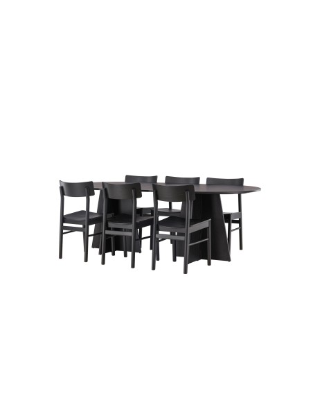 Matgrupp Bootcut med Montros matstolar, 230 × 115 cm