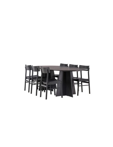 Matgrupp Bootcut med Montros matstolar, 230 × 115 cm