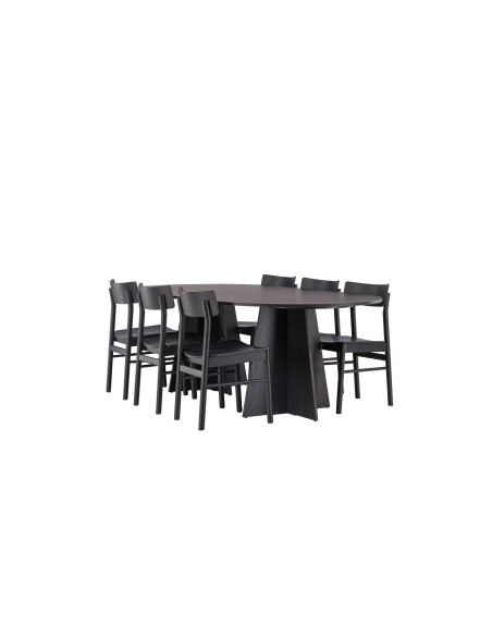 Matgrupp Bootcut med Montros matstolar, 230 × 115 cm