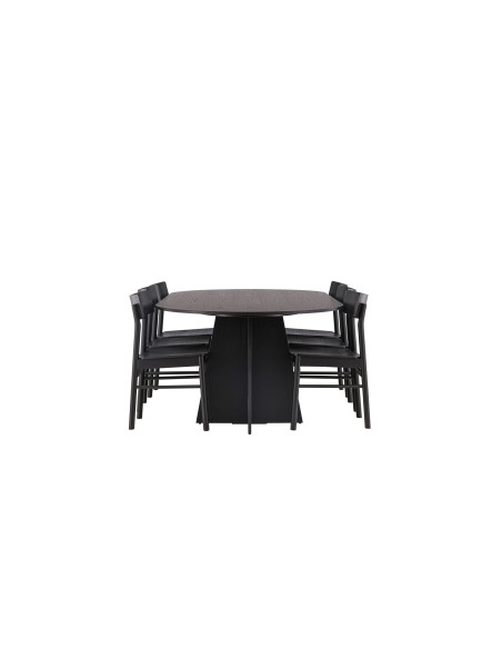 Matgrupp Bootcut med Montros matstolar, 230 × 115 cm