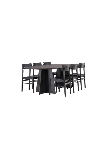 Matgrupp Bootcut med Montros matstolar, 230 × 115 cm