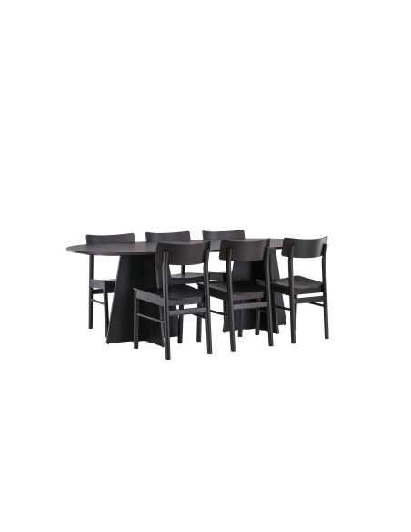 Matgrupp Bootcut med Montros matstolar, 230 × 115 cm
