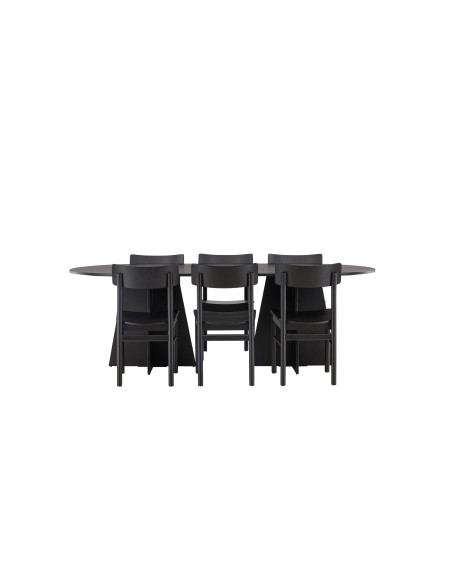 Matgrupp Bootcut med Montros matstolar, 230 × 115 cm