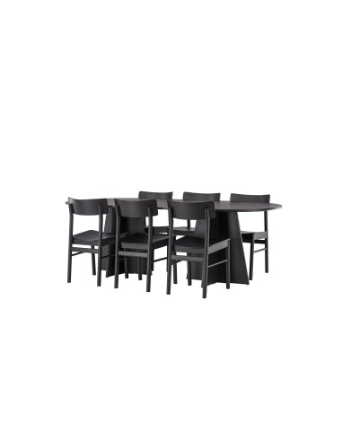 Matgrupp Bootcut med Montros matstolar, 230 × 115 cm
