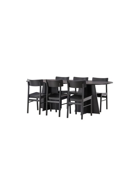 Matgrupp Bootcut med Montros matstolar, 230 × 115 cm