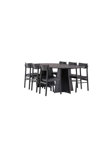 Matgrupp Bootcut med Montros matstolar, 230 × 115 cm