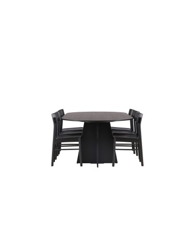 Matgrupp Bootcut med Montros matstolar, 230 × 115 cm