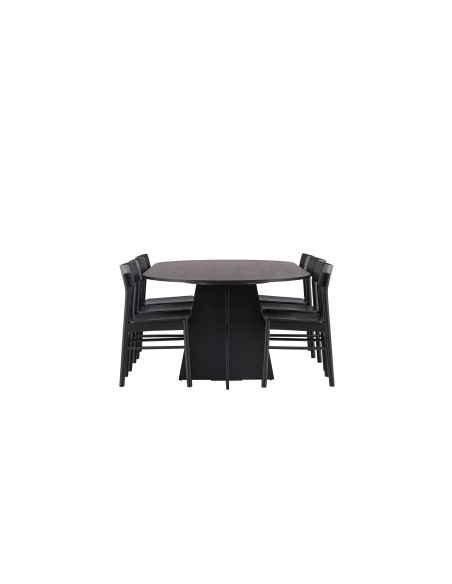 Matgrupp Bootcut med Montros matstolar, 230 × 115 cm