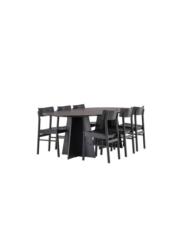 Matgrupp Bootcut med Montros matstolar, 230 × 115 cm