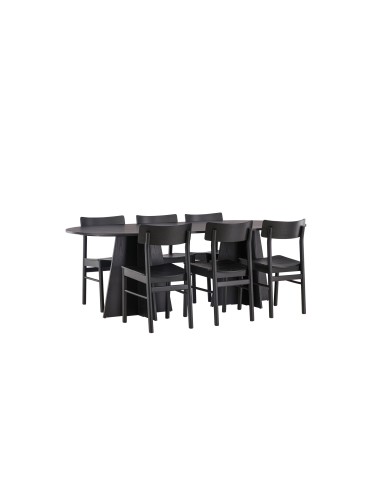 Matgrupp Bootcut med Montros matstolar, 230 × 115 cm